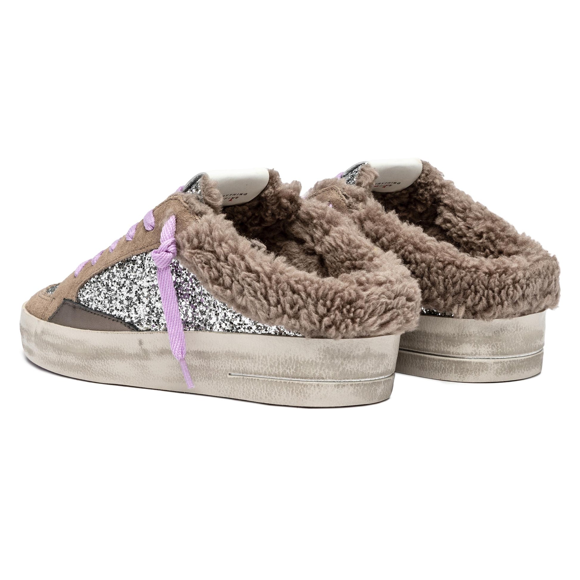 Crime London 25132 Sk8 Deluxe Sabot sneaker donna in glitter argento 