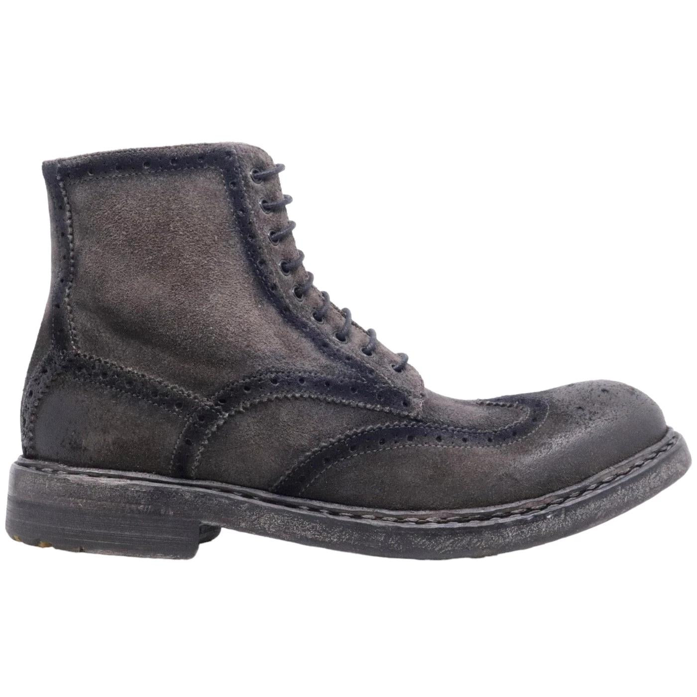 Stivaletto imperiale da uomo Crispiniano 6090 in pelle camoscio ingrassato grigio 