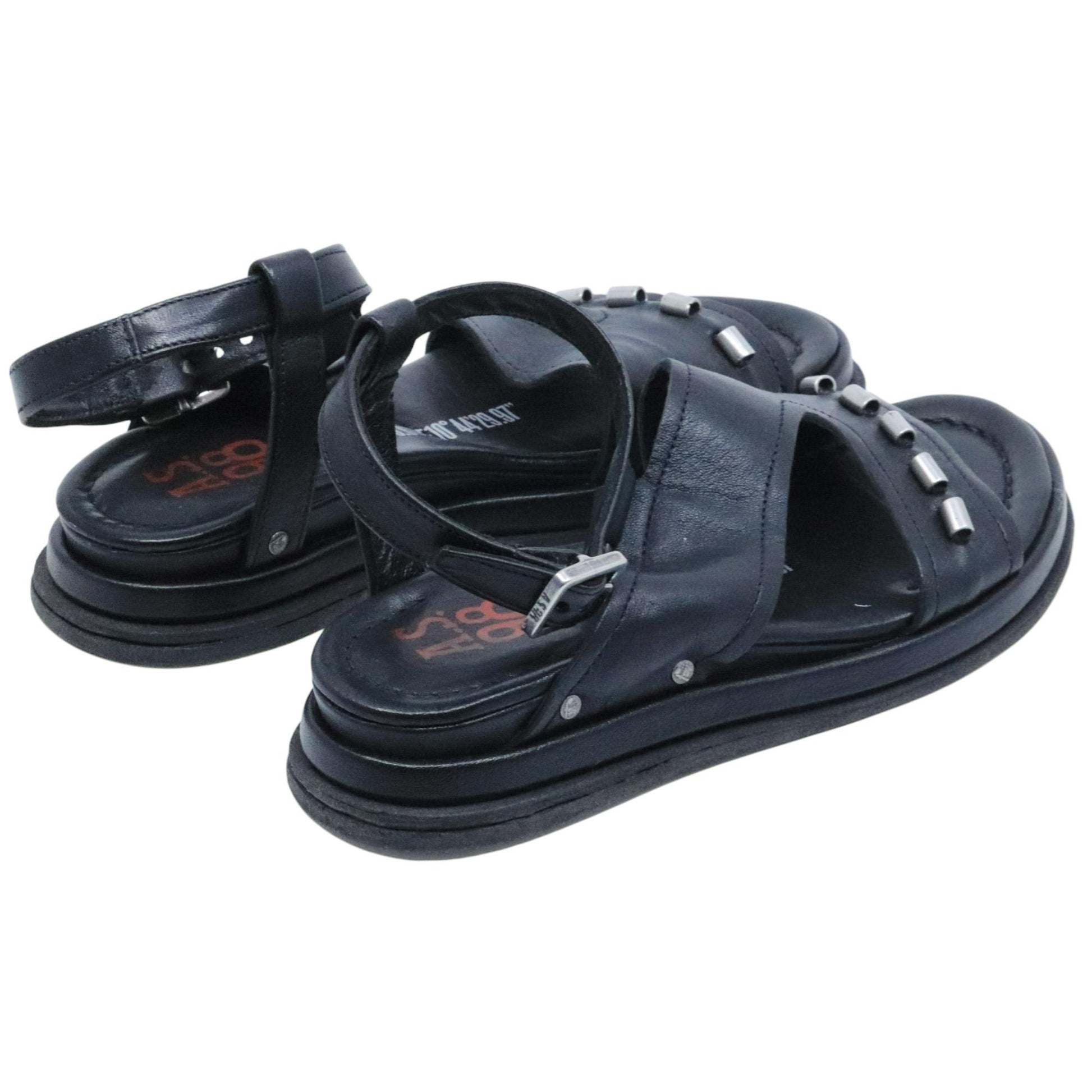 Sandalo donna AS98 B60016 in pelle nera<BR/> 