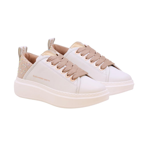 Alexander Smith Wembley White Iride 0506 sneaker donna in pelle bianca con dettagli luminosi 