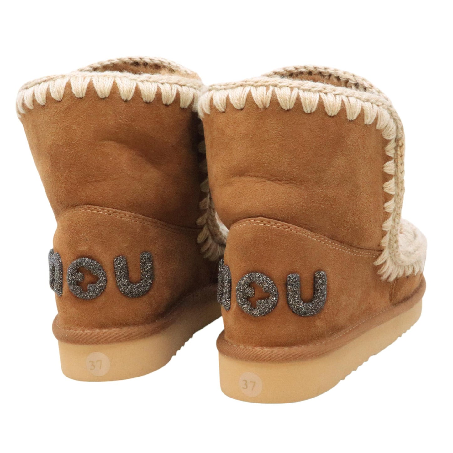 Mou Eskimo 18 glitter logo stivaletto donna in montone cognac 