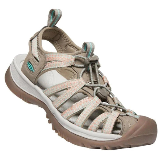 Sandalo donna Keen Whisper1022810 con elastico bianco e corallo 