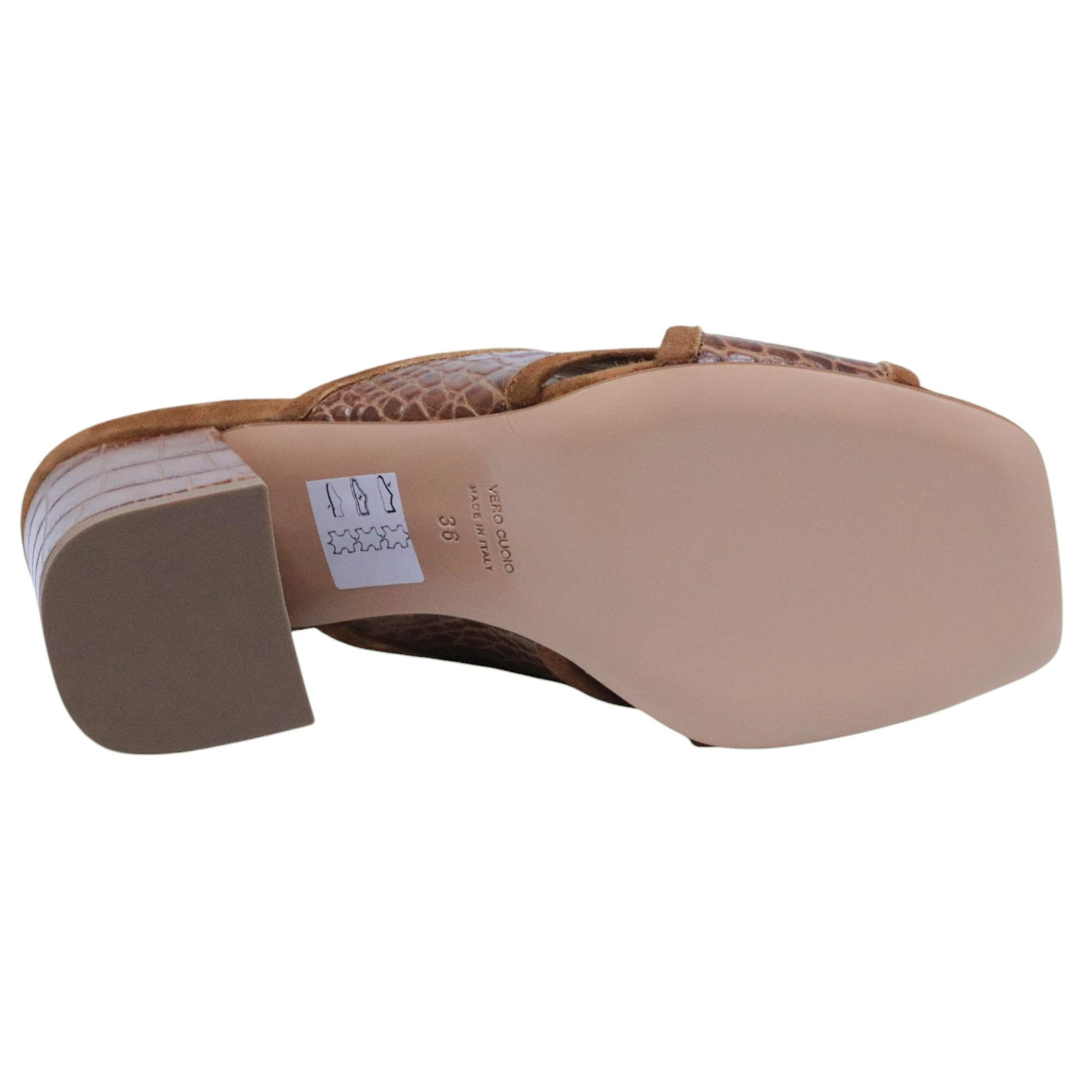 Sandalo donna Anna F 3809 in pelle cocco marrone 