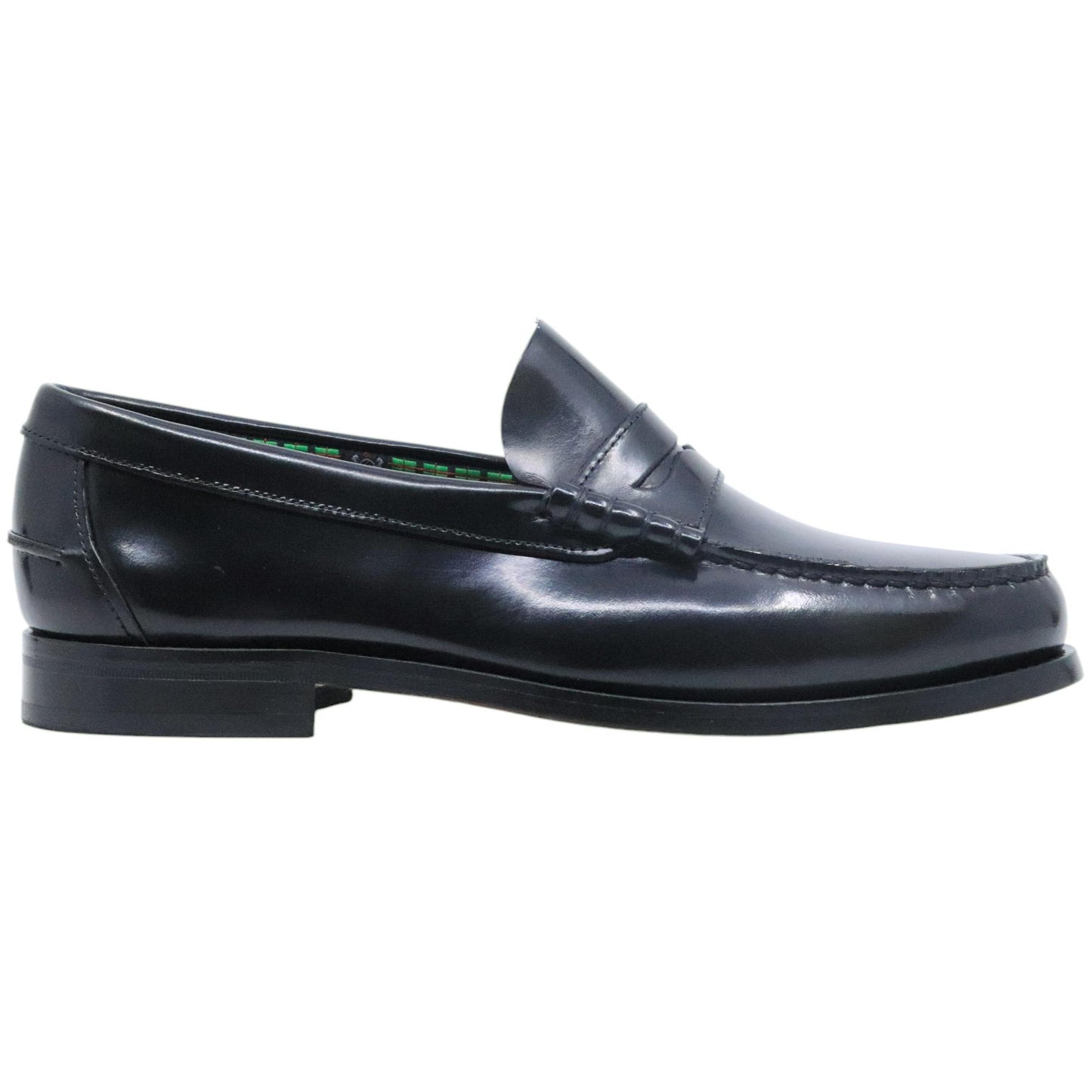Saxone of Scotland Coll 30 mocassino uomo in pelle Black Shiny fondo cuoio 