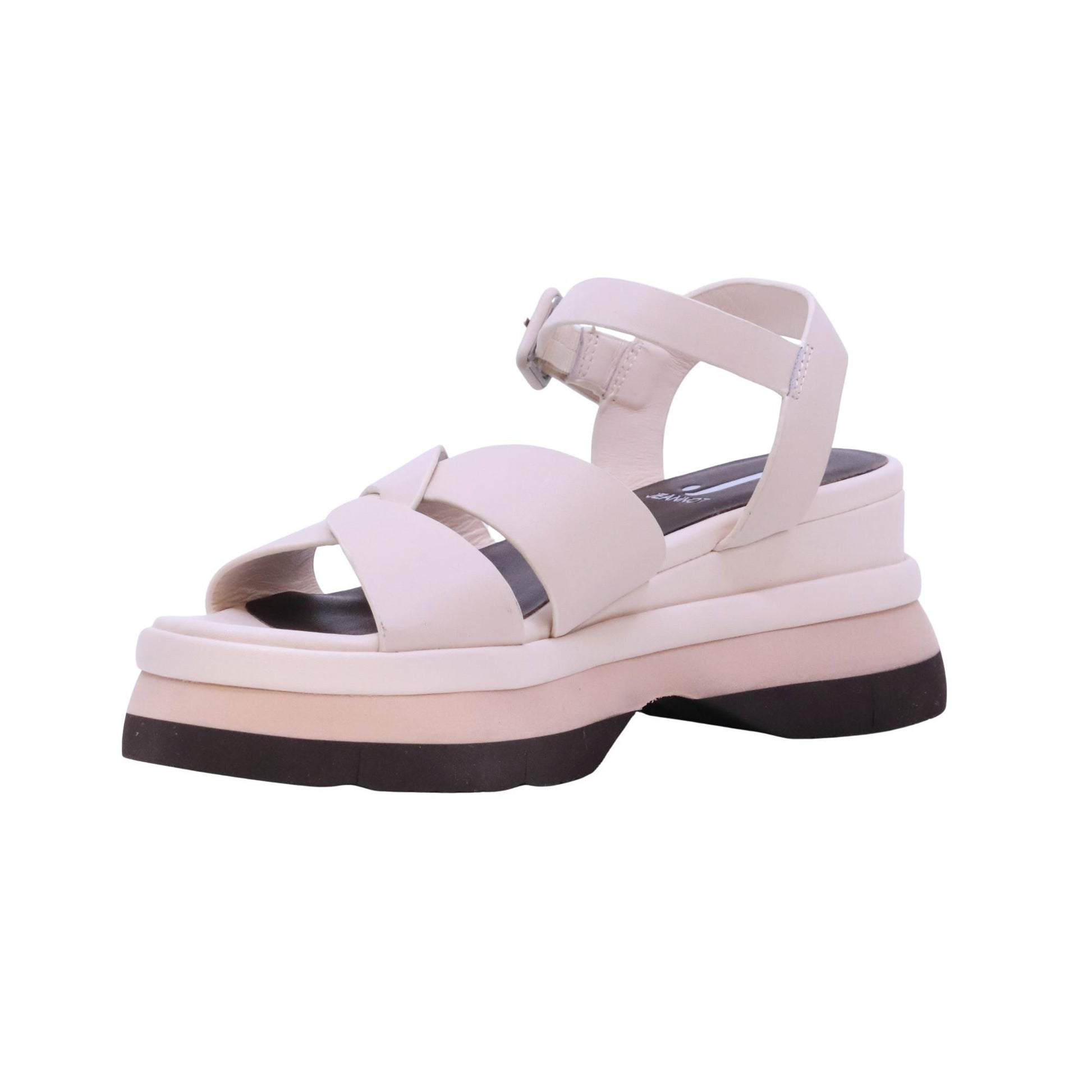 Jeannot AJ522B sandalo zeppa donna in pelle nappa Off White con cinturino 