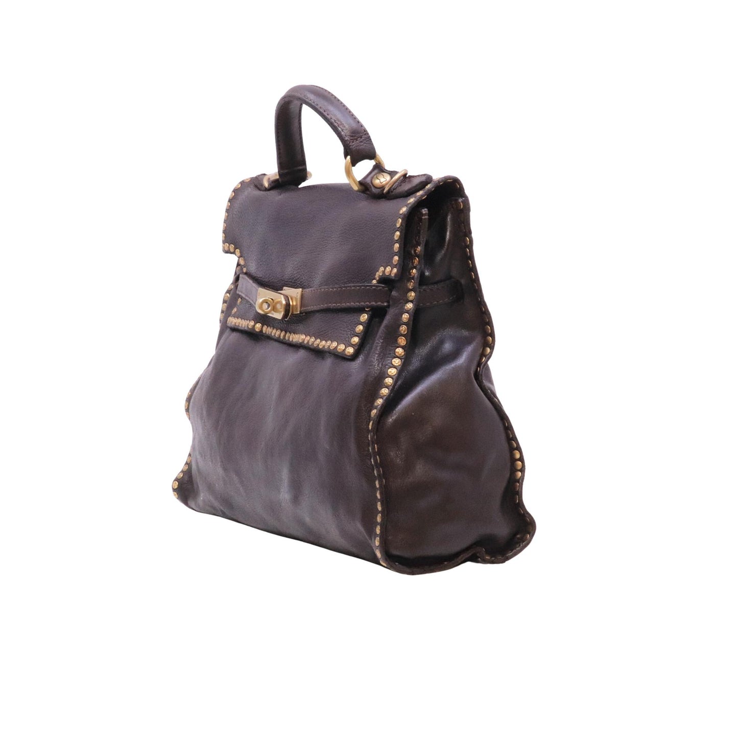 Campomaggi Ginevra C043940ND_X0007_C1501 monospalla in pelle moro con borchie<BR/> 