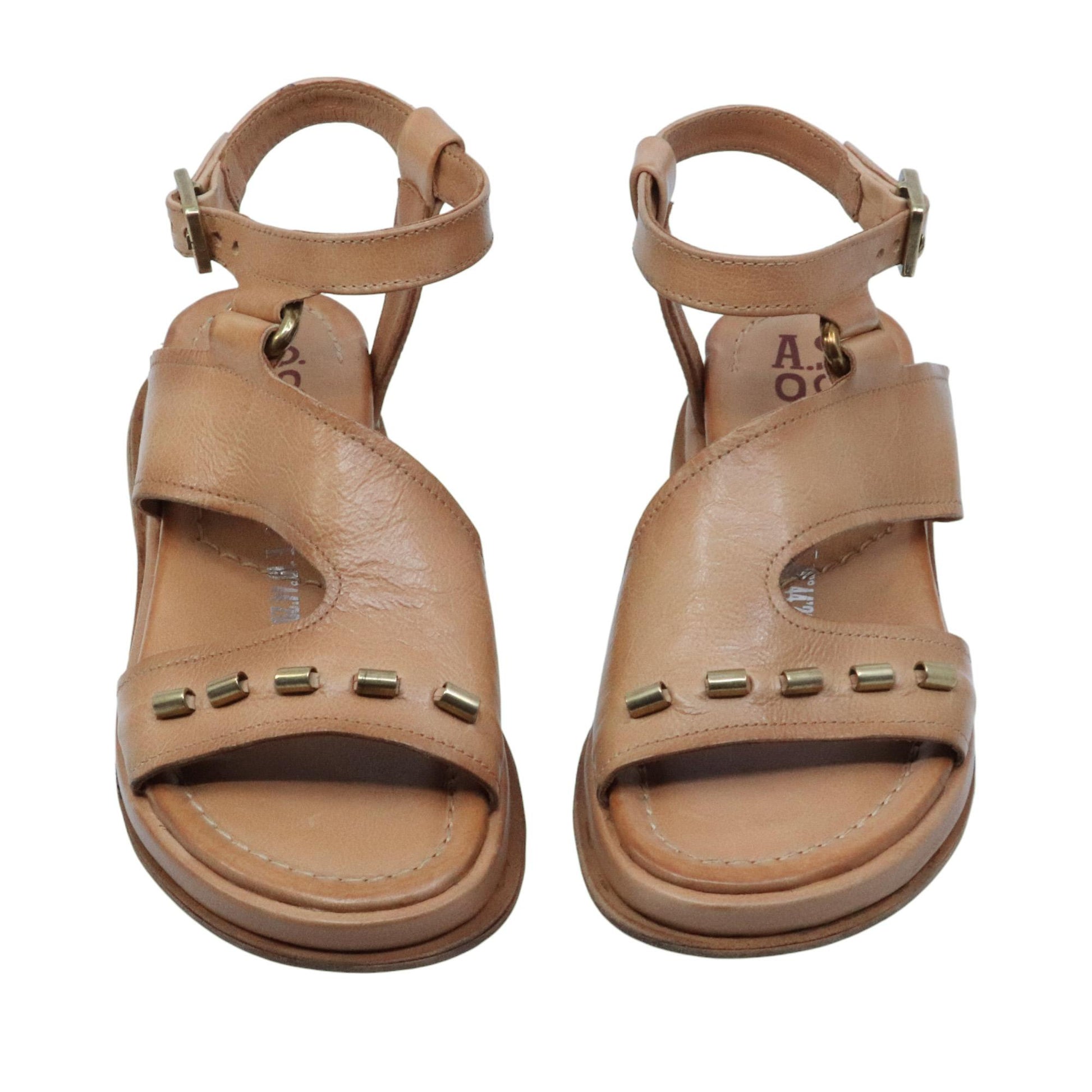 Sandalo donna AS98 B60016 in pelle cuoio 