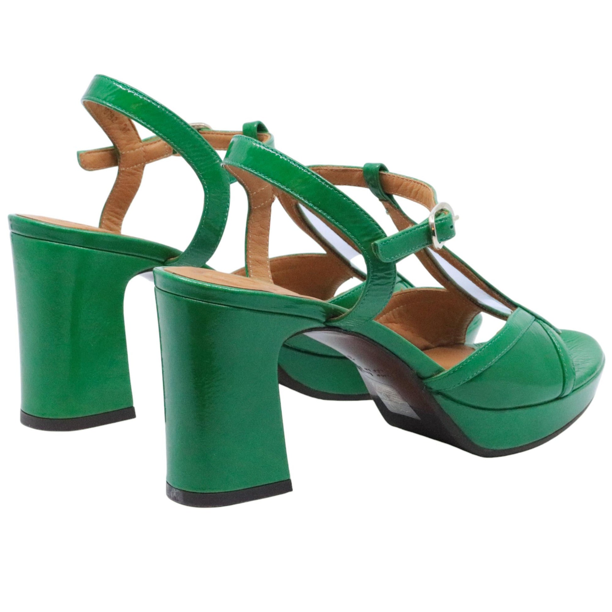 Chie Mihara Kemira sandalo donna in pelle vinile verde 