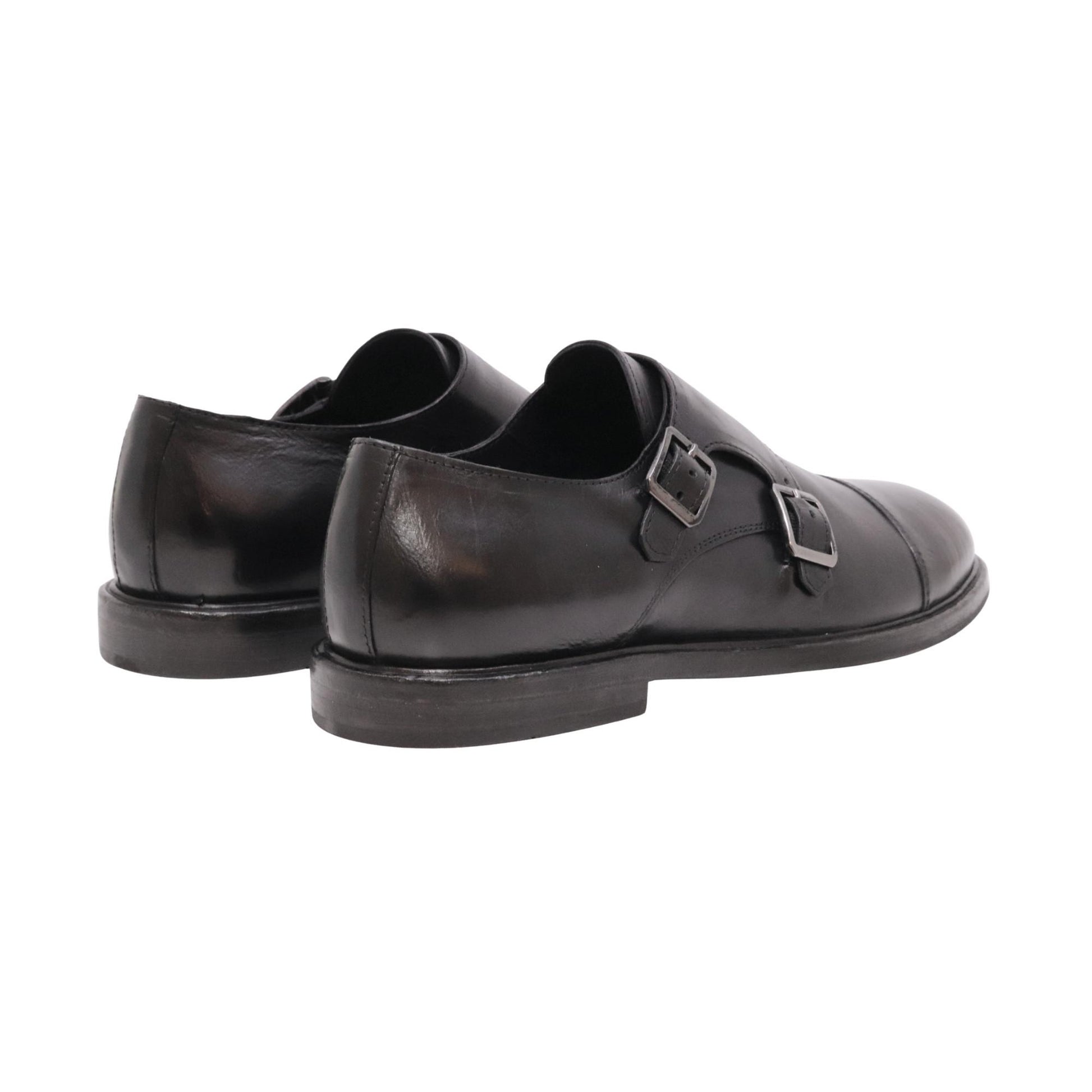 Ducanero 2980 scarpa doppia fibbia uomo in pelle nera 