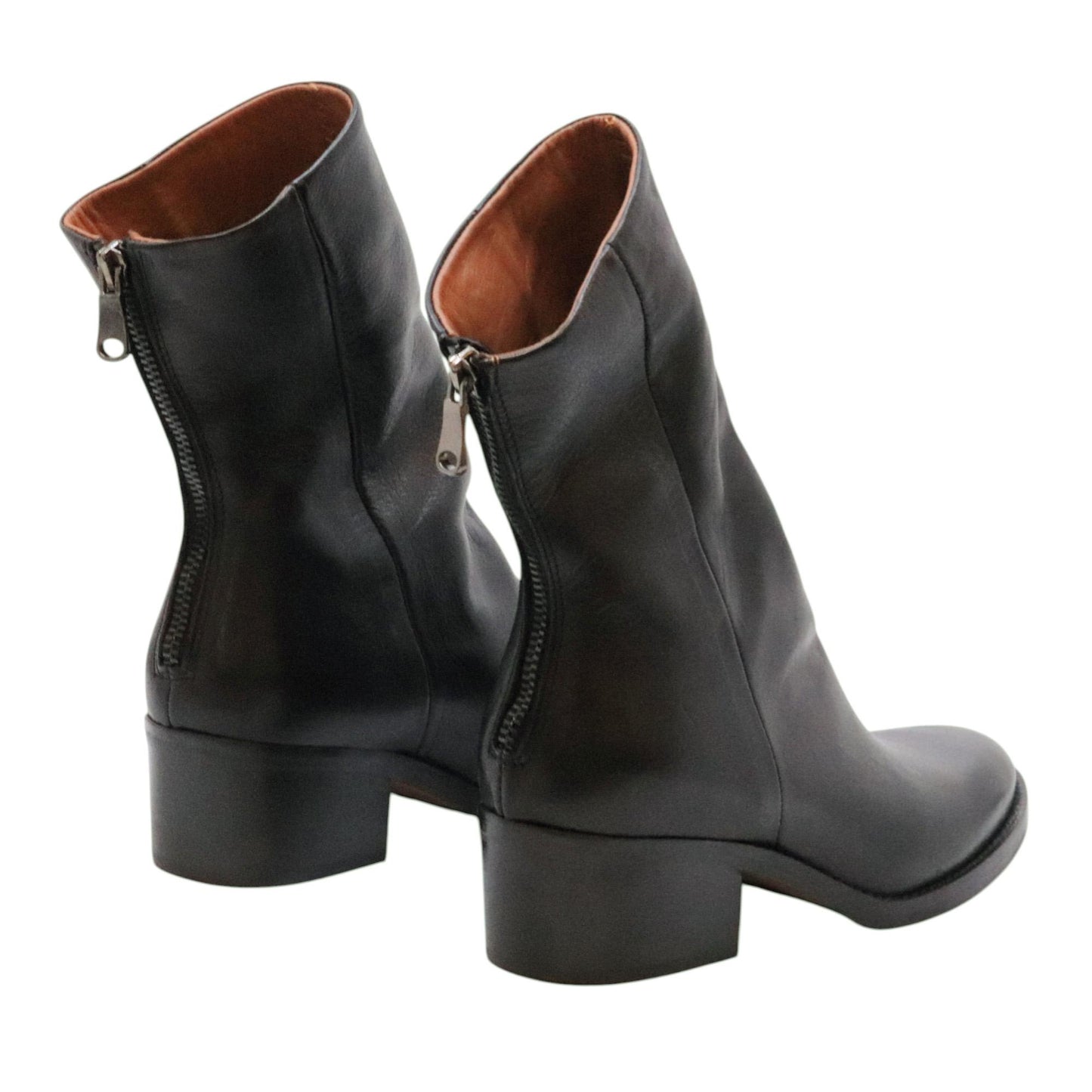 Curiositè 2806 stivaletto donna in pelle nera con zip posteriore 