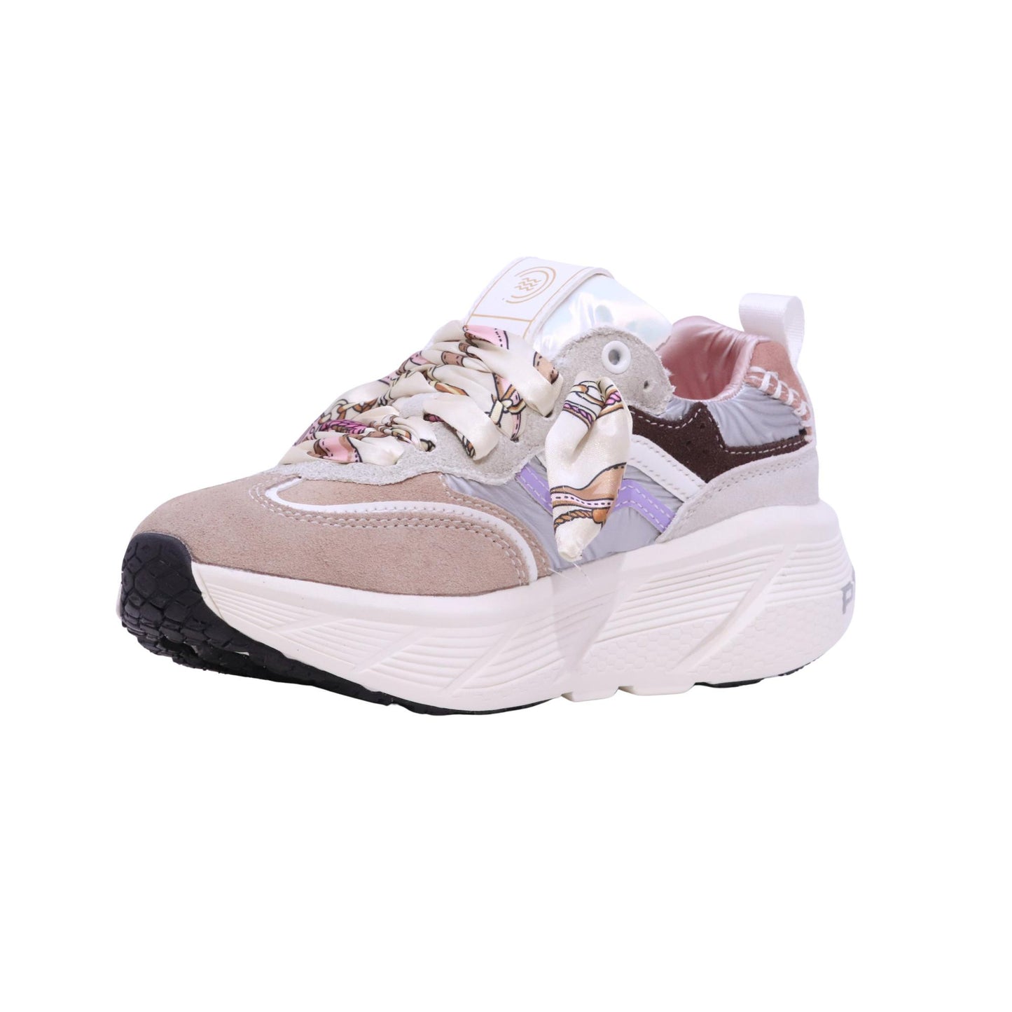 Primabase Fuji 50554-042 sneaker donna in camoscio, pelle e tessuto beige multicolor 
