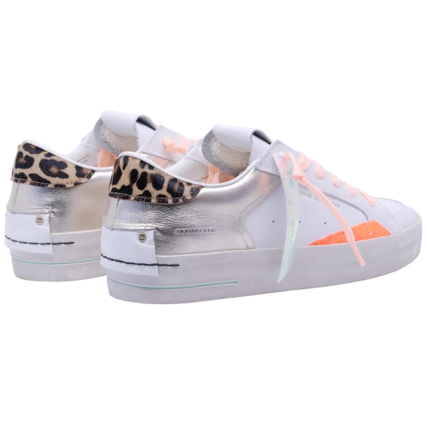 Sneaker donna Crime London 27101 sk8 Deluxe in pelle bianca e oro 