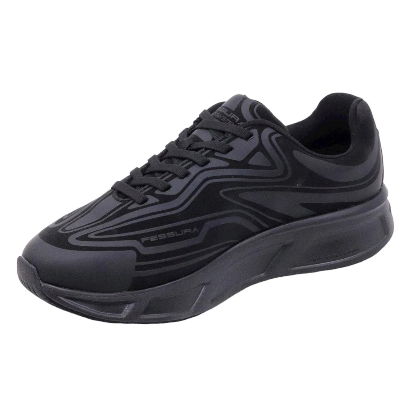 Sneaker Fessura Runflex #02 in nabuk nero 