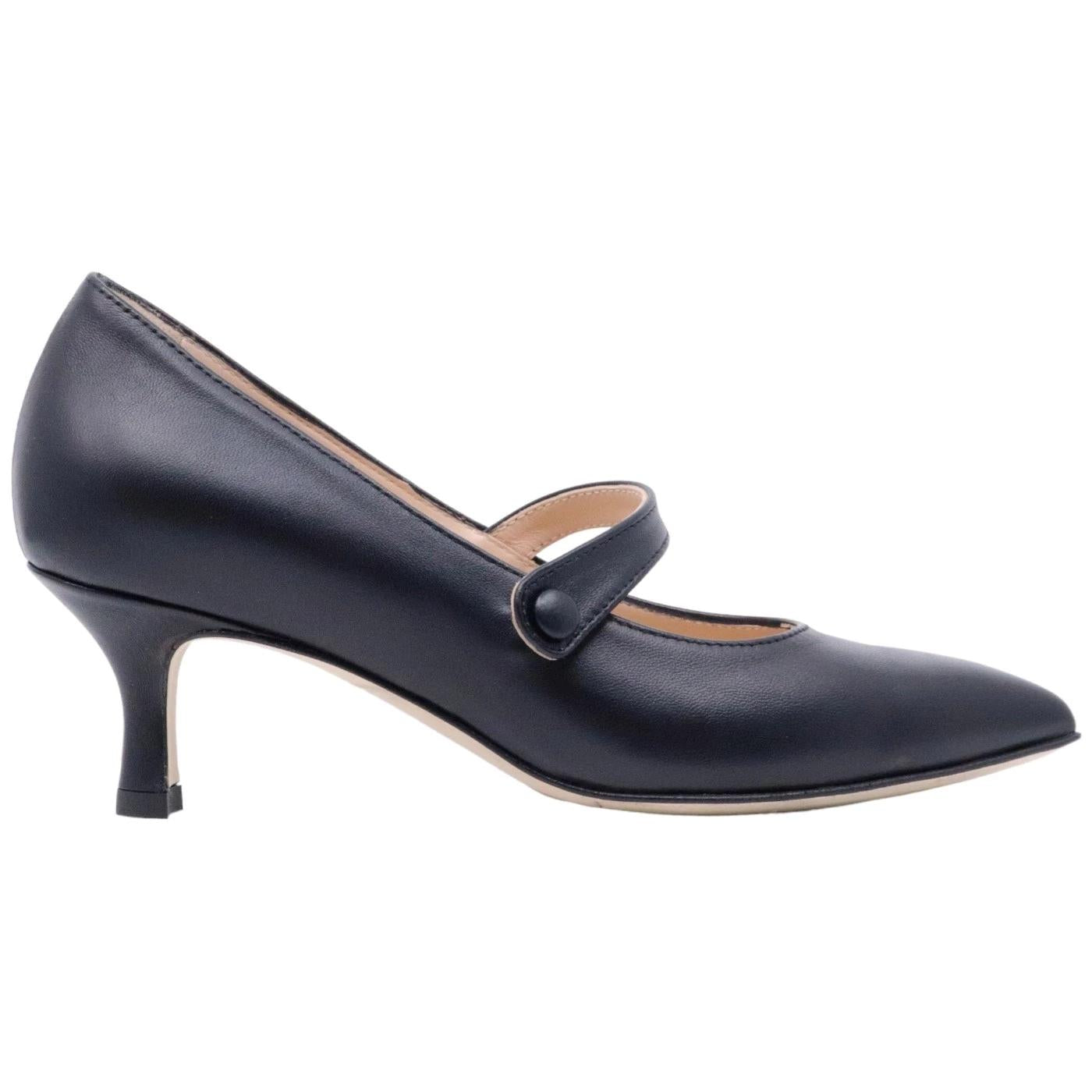 Décolleté donna Le Briella Z893 in elegante pelle di colore nero con cintino 