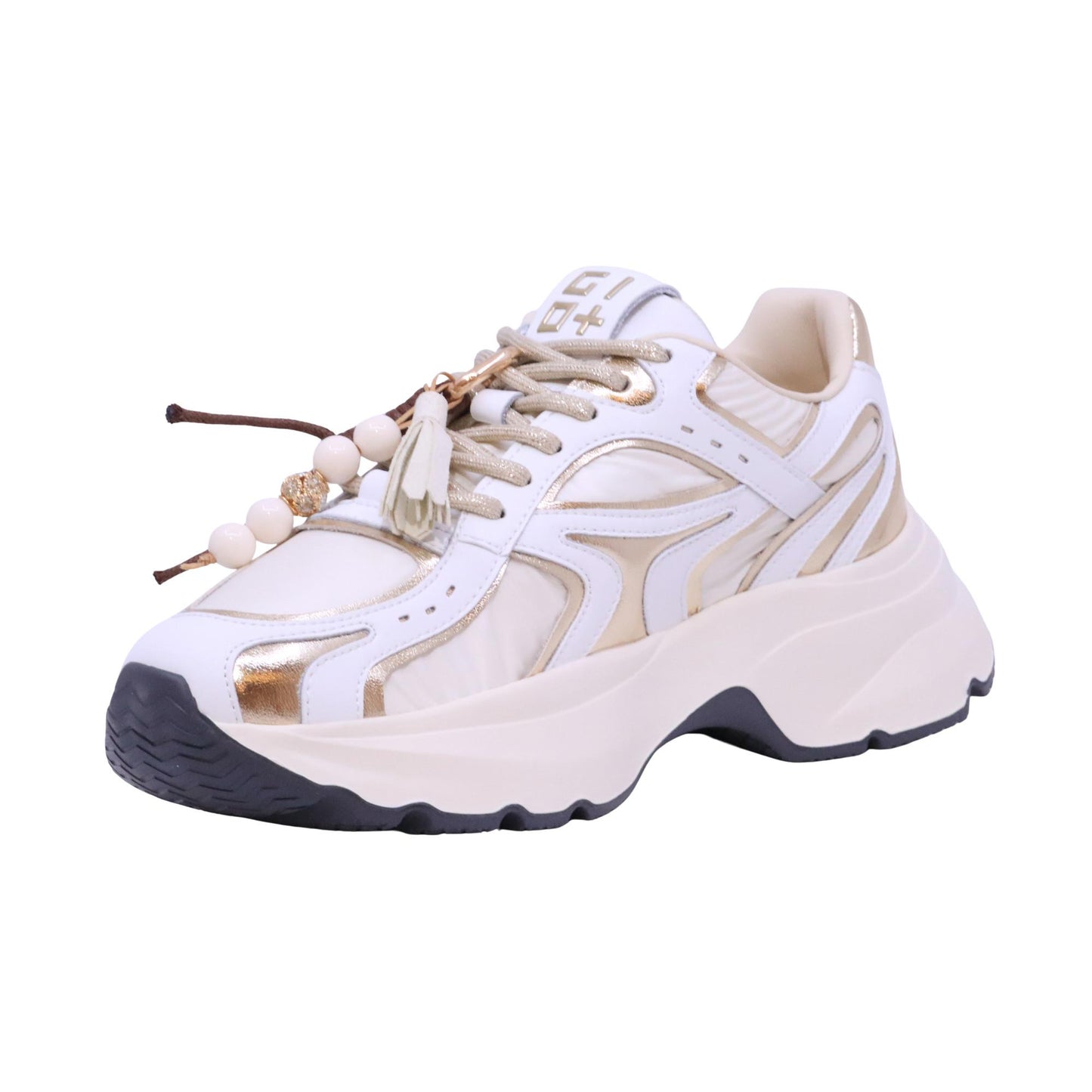 Gio+ Eleonora Dalia 13 Combi Gold sneaker donna in pelle bianca e oro 