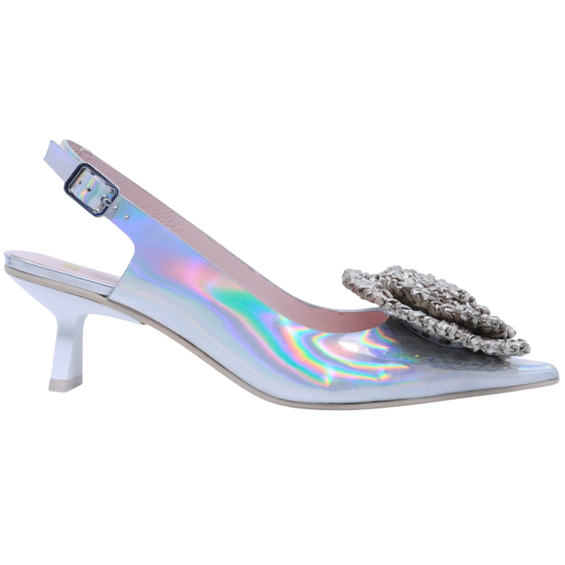 Ras 8046 slingback donna in pelle argento 