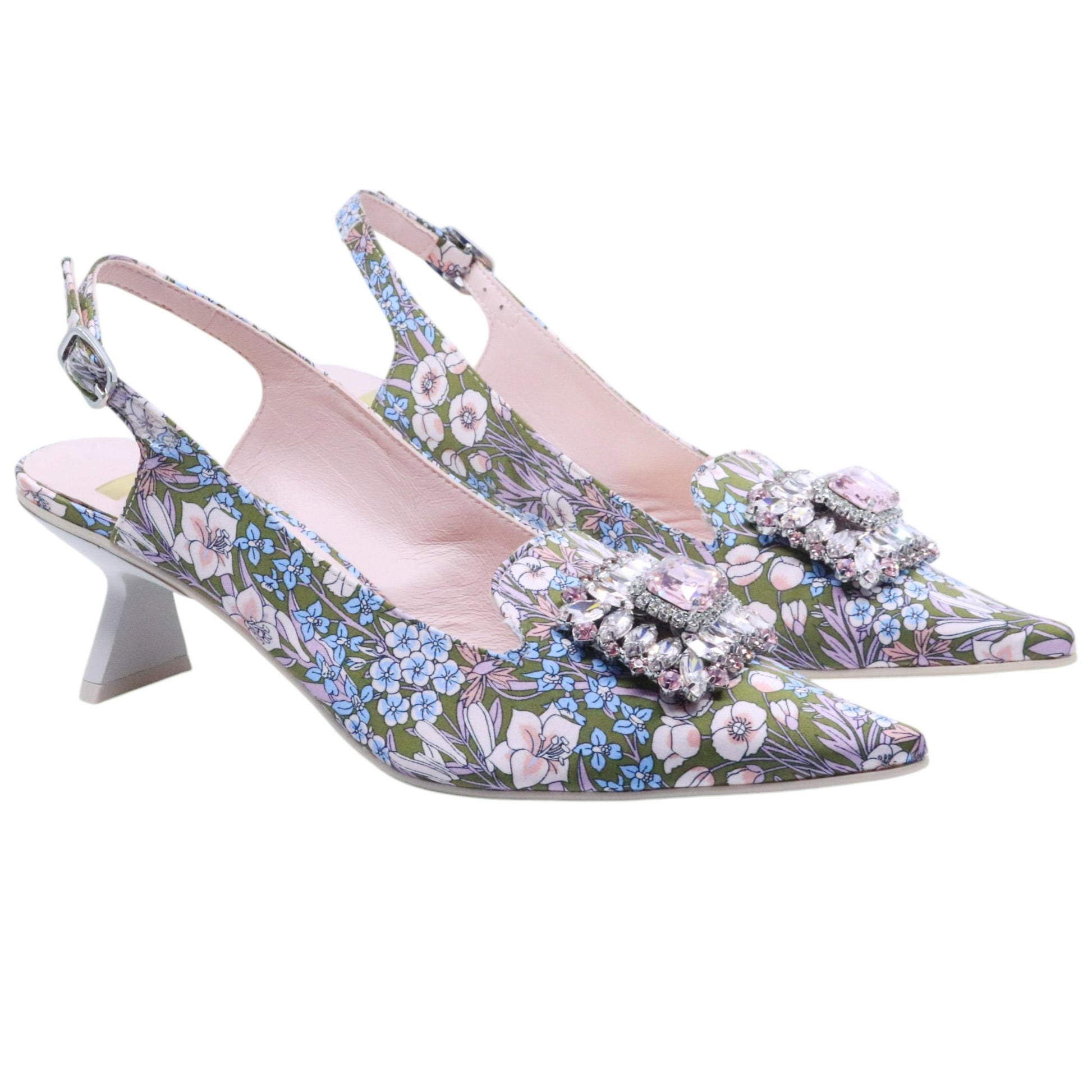 Ras 8043 slingback donna in tessuto a fantasia floreale multicolore 