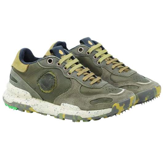 Satorisan Chacrona Pull Up Swamp sneaker uomo in pelle verde scuro 