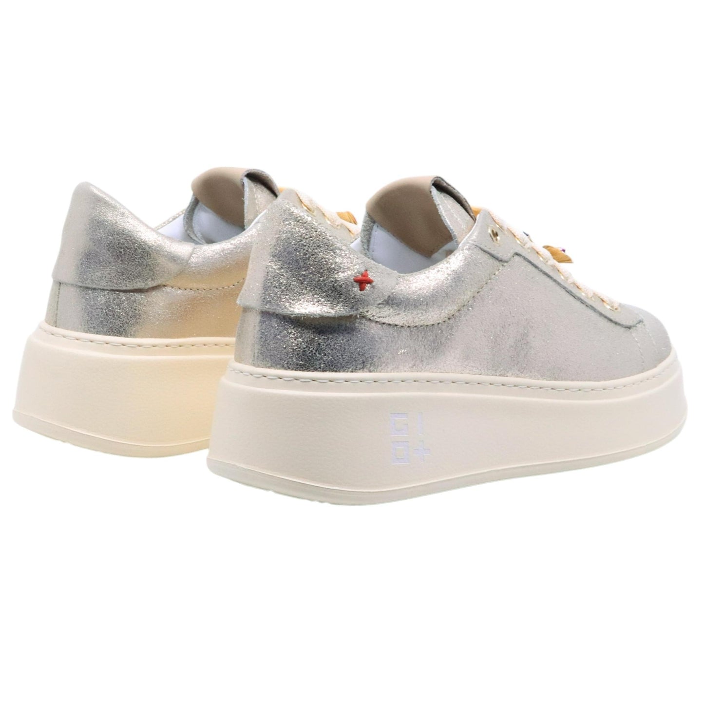 Sneaker donna Gio+ PIA315B in pelle satianta platino 