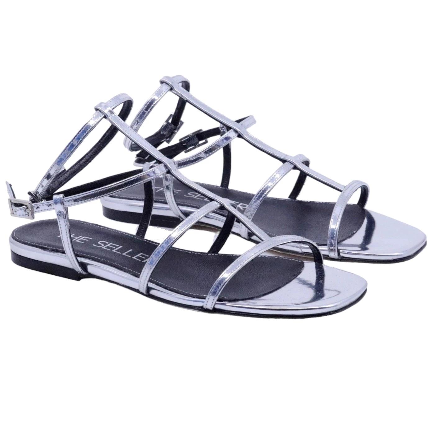 Sandalo basso The Seller PE901 specchiato argento 