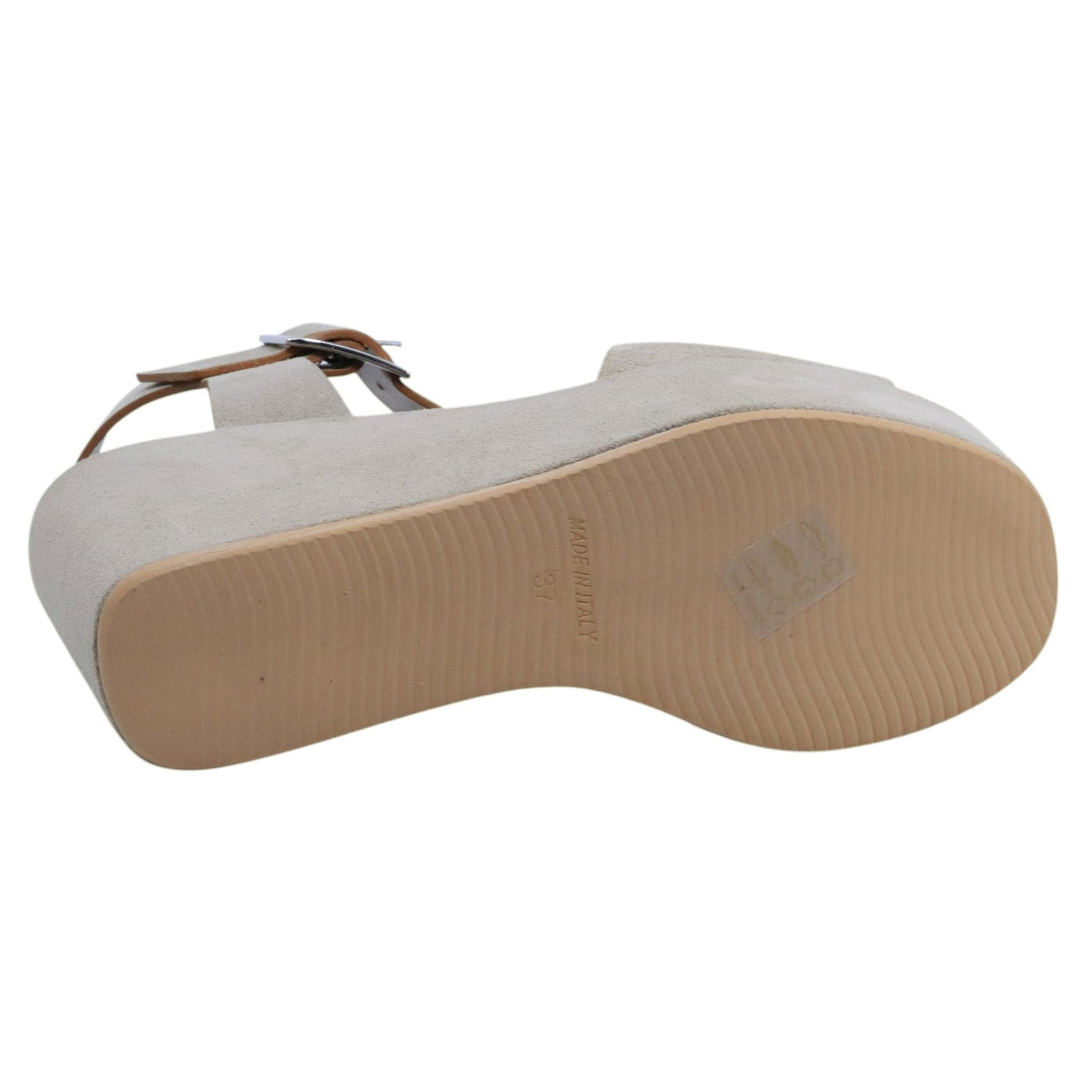 Sandalo zeppa Curiositè 2744 in camoscio taupe 