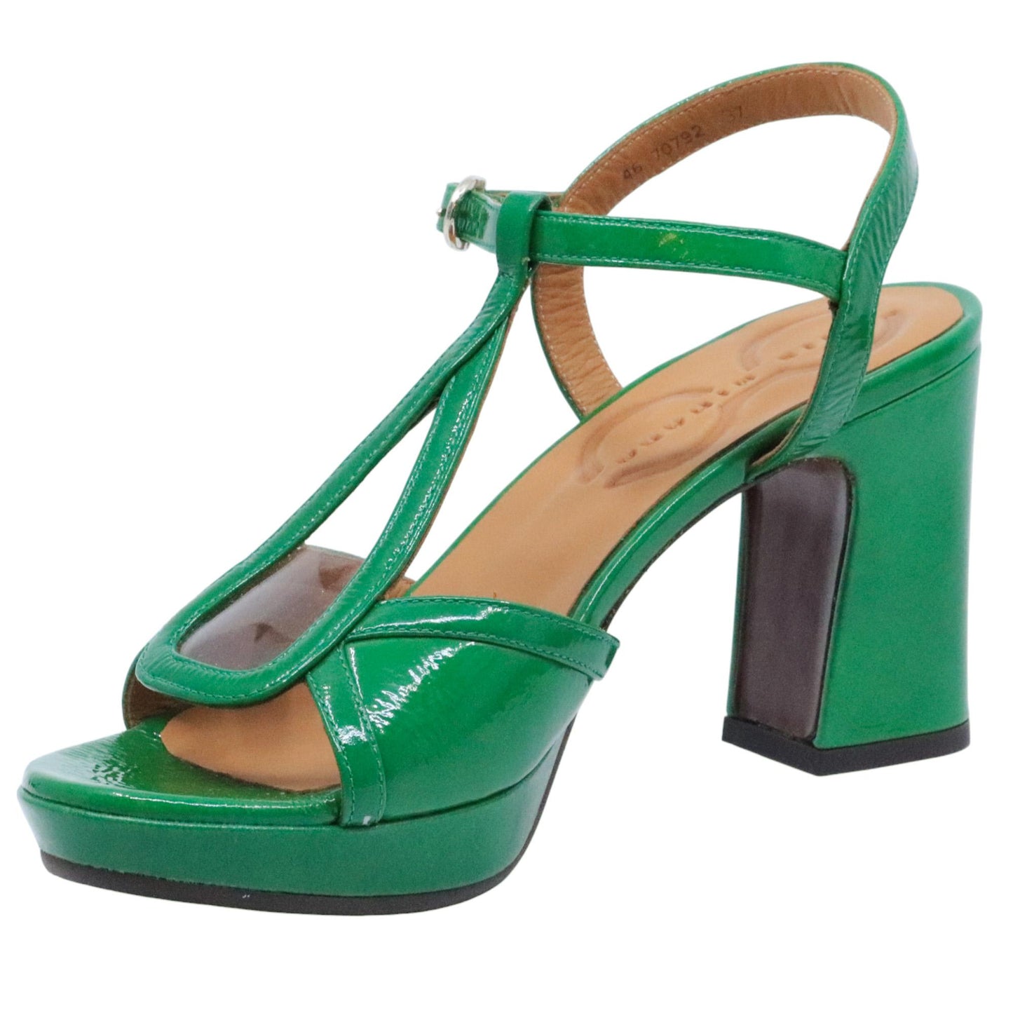 Chie Mihara Kemira sandalo donna in pelle vinile verde 