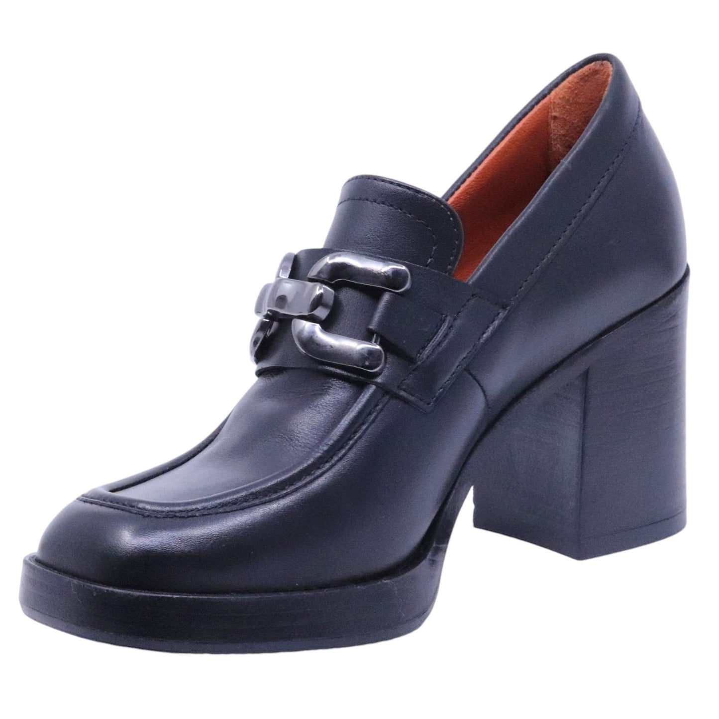 Mocassino con tacco Mjus P96126 da donna in pelle nera 