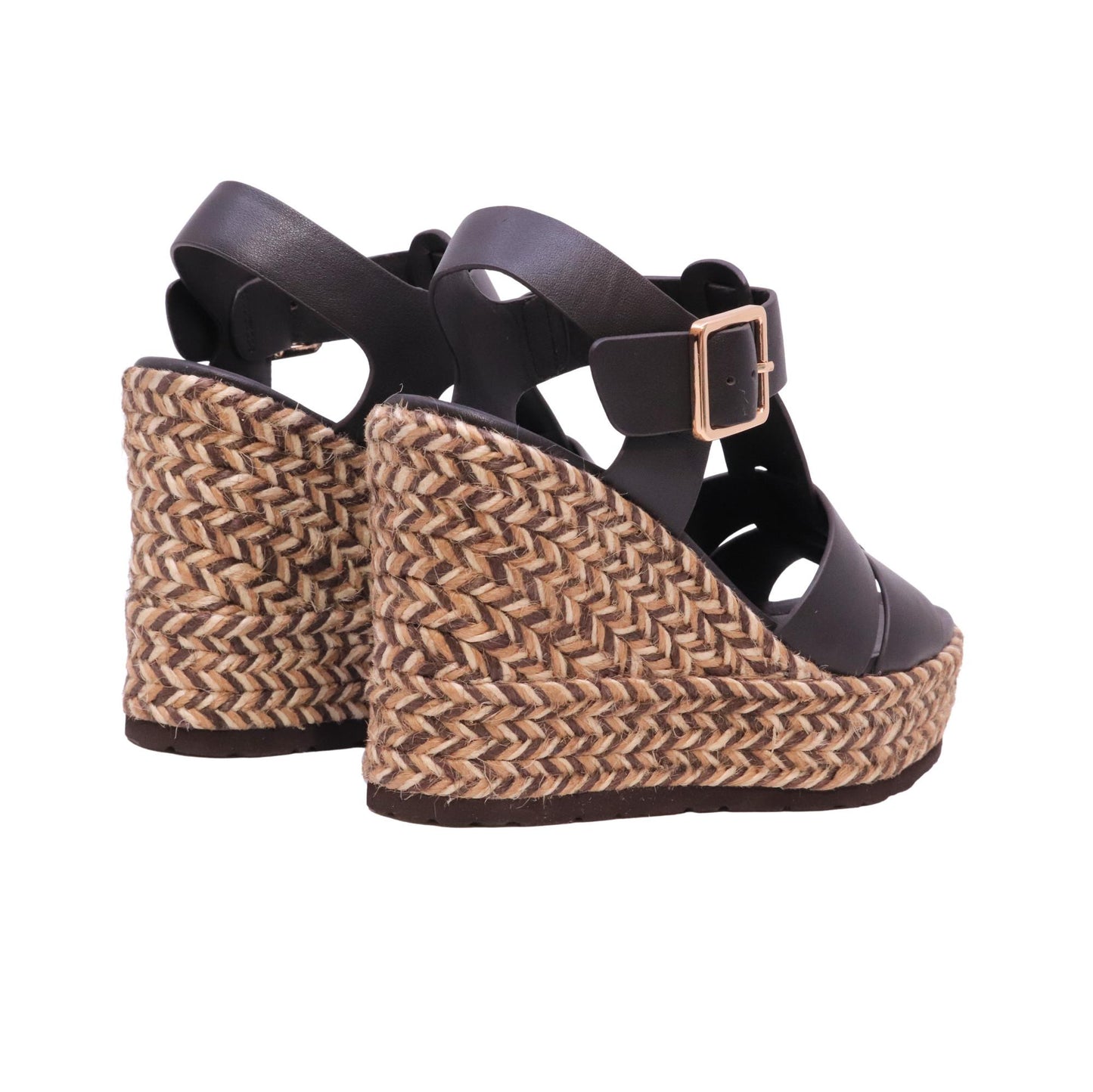 Paloma Barceló Olivia marrone chocolate sandalo zeppa in pelle con plateau 