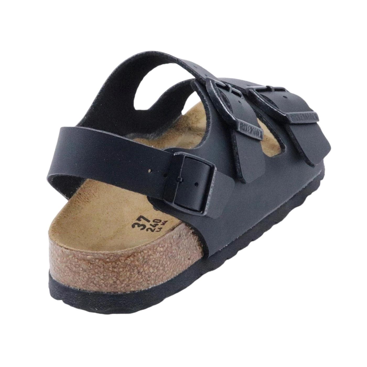 Birkenstock Milano Black Birko-Flor sandalo rte fibbie Narrow Fit 