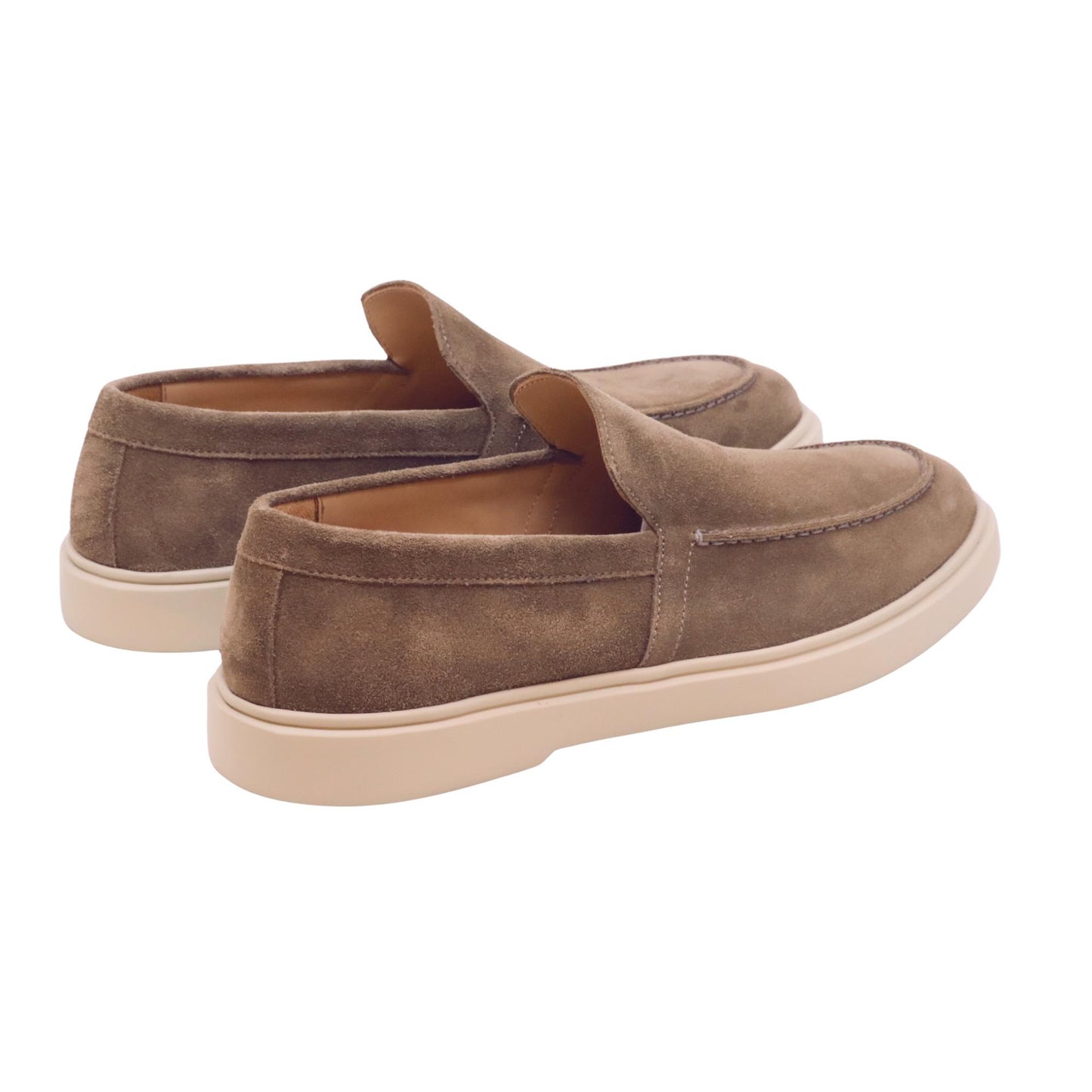 Triver Flight 887-11 Softy mocassino uomo in camoscio taupe con fondo gomma casual Made in Italy 