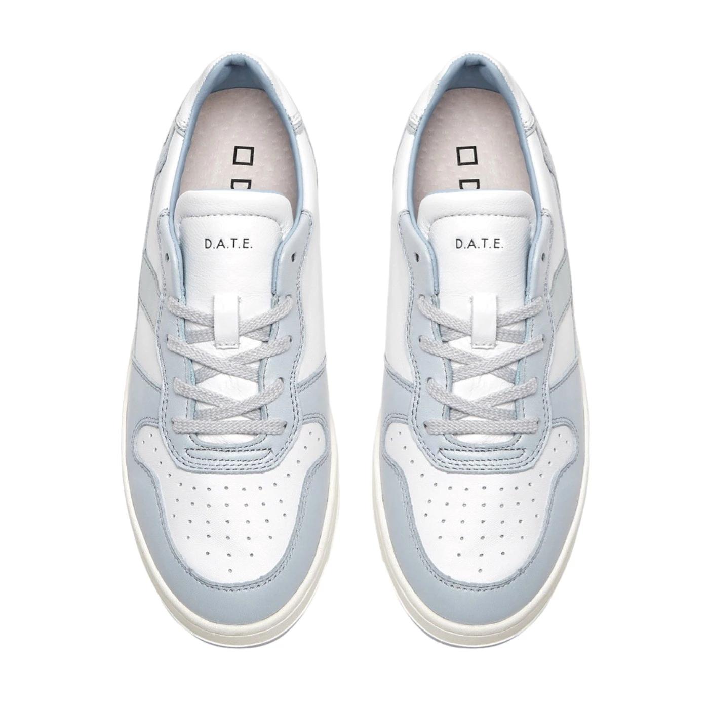 DATE Court 2.0 Soft White Cloud C2-SF-ID sneaker donna in morbida pelle bianca e azzurra 