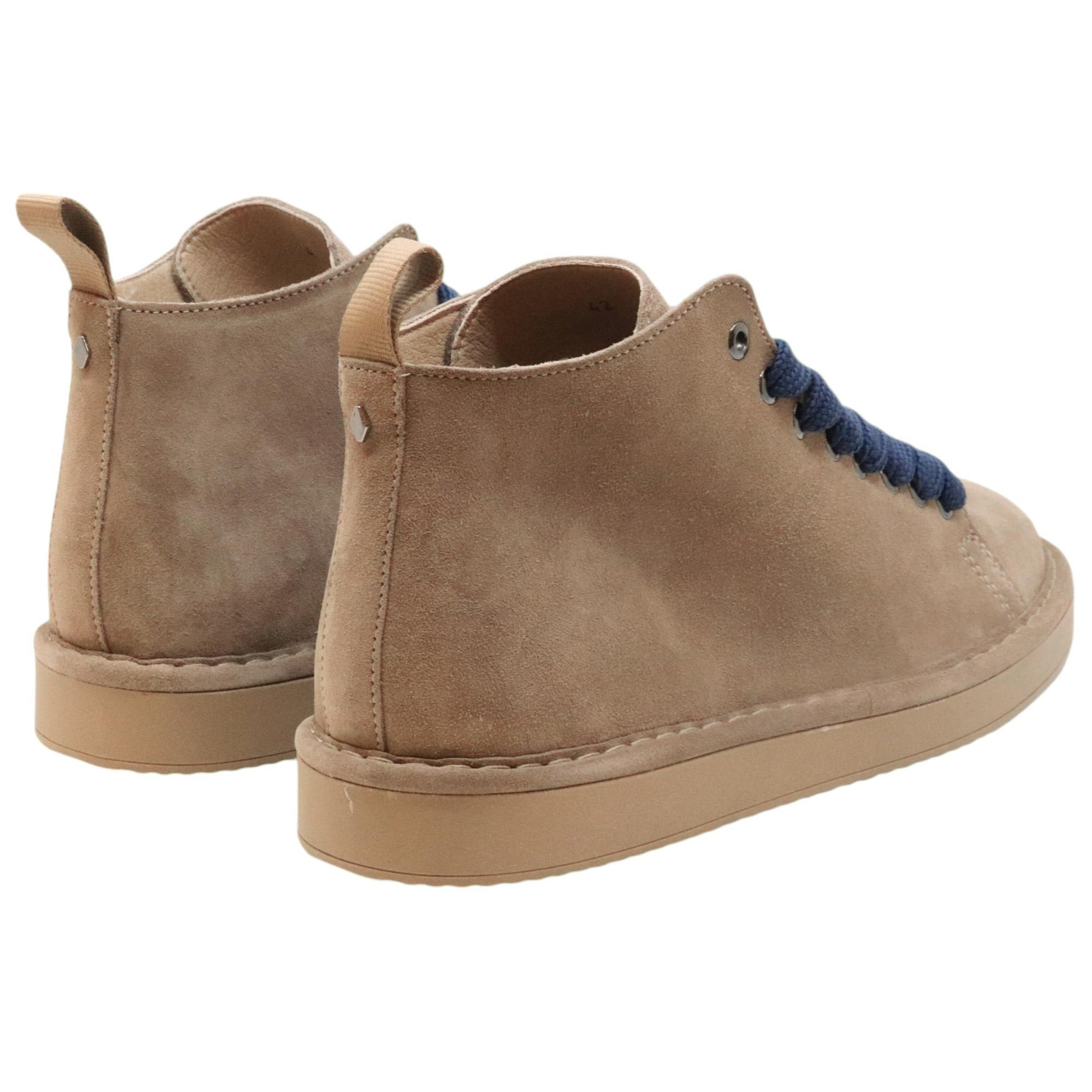 Polacchino uomo Panchic P01 in camoscio noce con lacci blu 