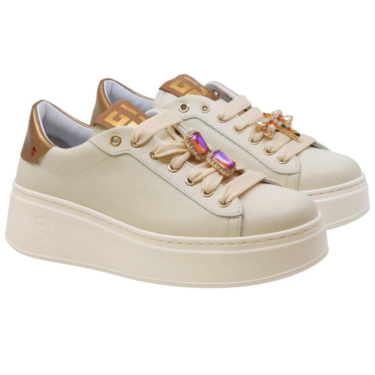 Sneaker donna Gio+ PIA248B in pelle bianco latte 