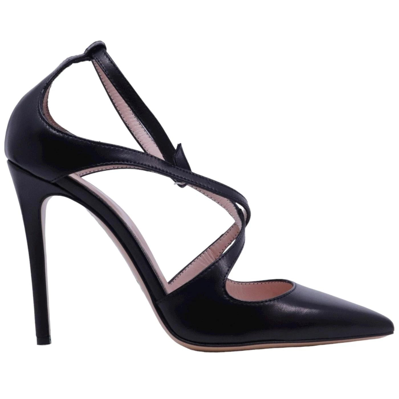 Décolleté donna Anna F 1492 in elegante pelle di colore nero 