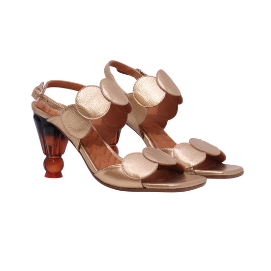 Chie Mihara Urana sandalo donna in pelle color champagne con tacco scultoreo 