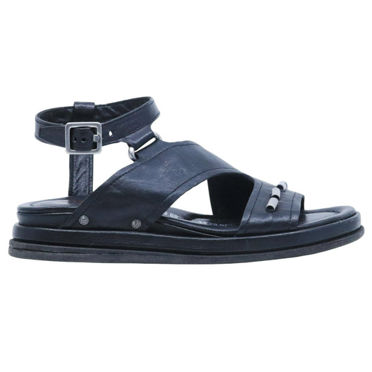 Sandalo donna AS98 B60016 in pelle nera<BR/> 