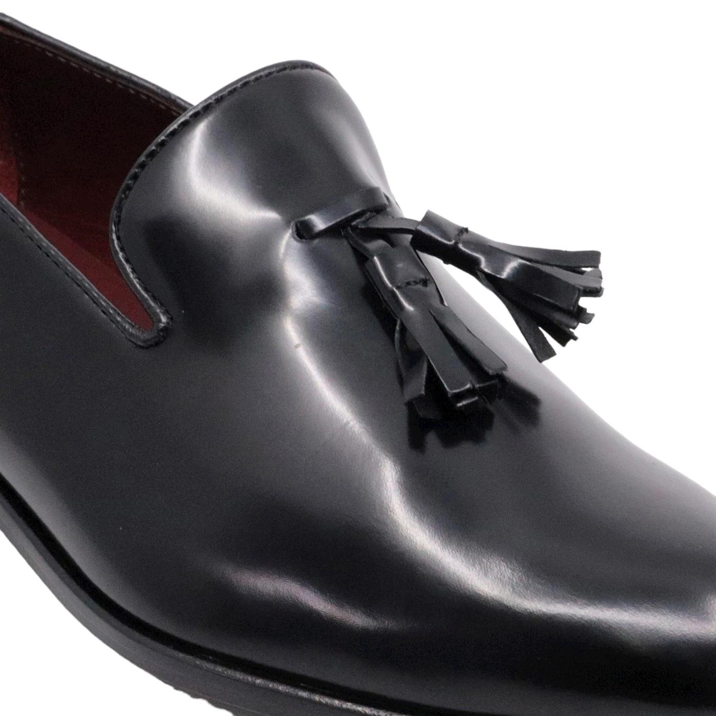 Mocassino Antica Cuoieria da uomo in pelle nera spazzolata 