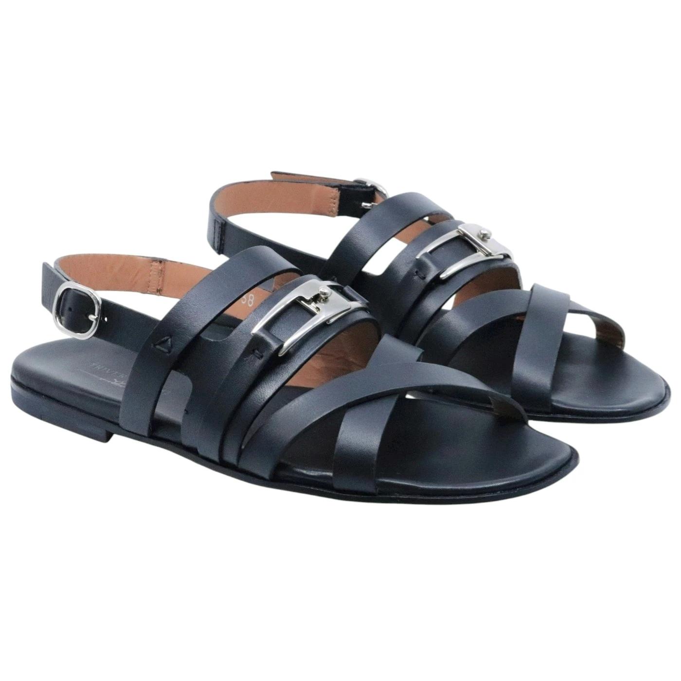 Sandalo donna Triver Flight 606 04 in pelle nera 