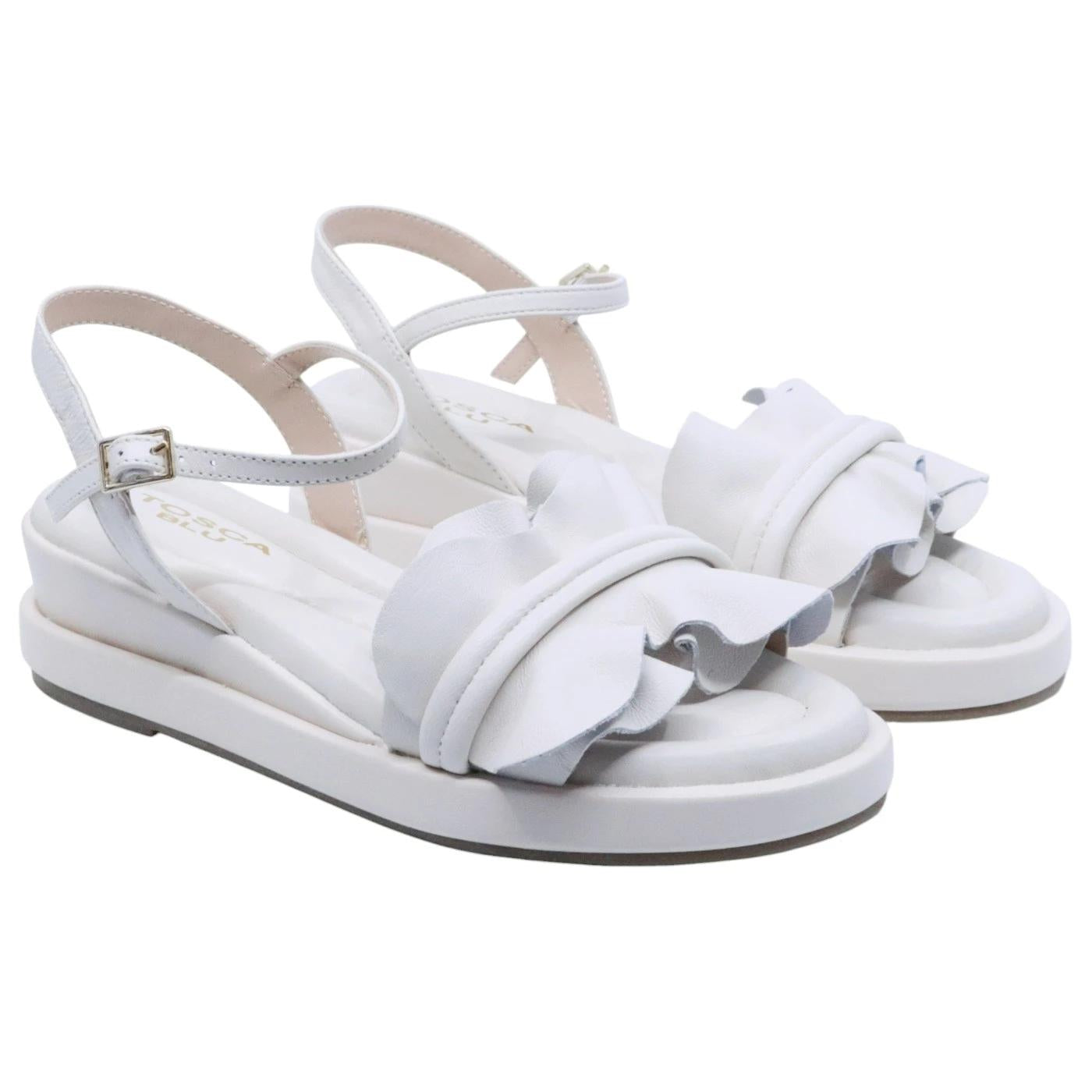 Sandalo donna Tosca Blu Star in pelle avorio 