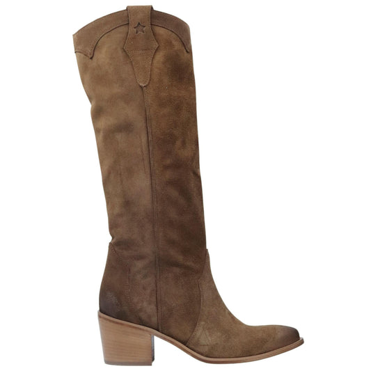 Stivale texano donna Curiositè 2718 in camoscio marrone pepe 