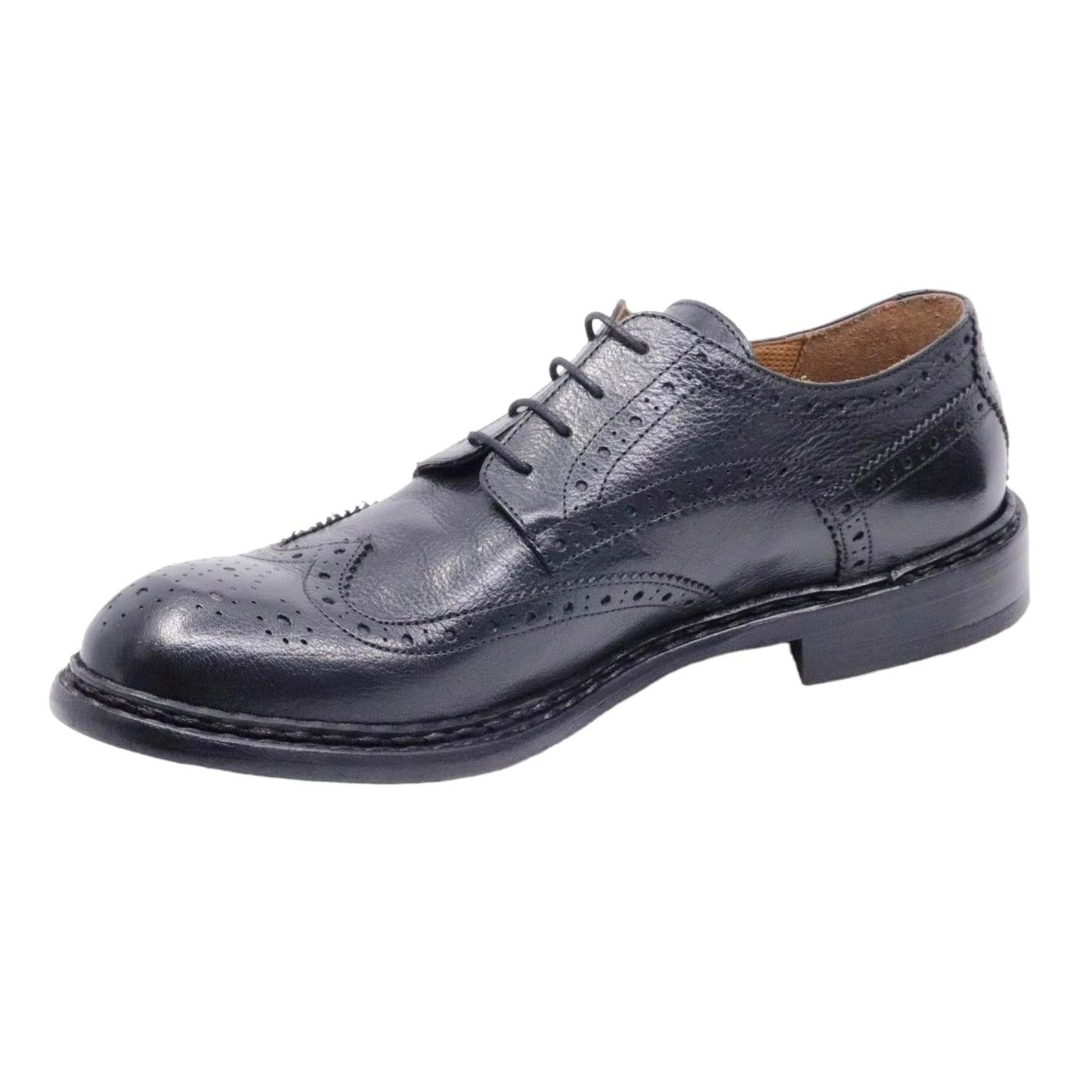 Scarpa Derby imperiale da uomo Crispiniano 481 in pelle nappata nera 481-608BUFALONERO23BLACK CRISPINIANO