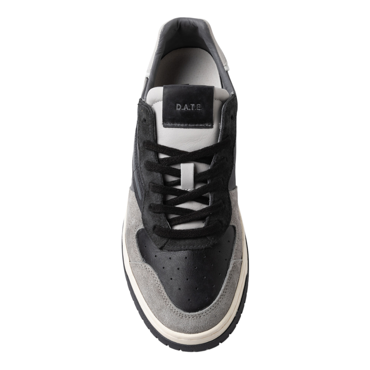DATE Torneo Pure Vintage TP VC BK sneaker uomo in pelle nera e camoscio grigio 
