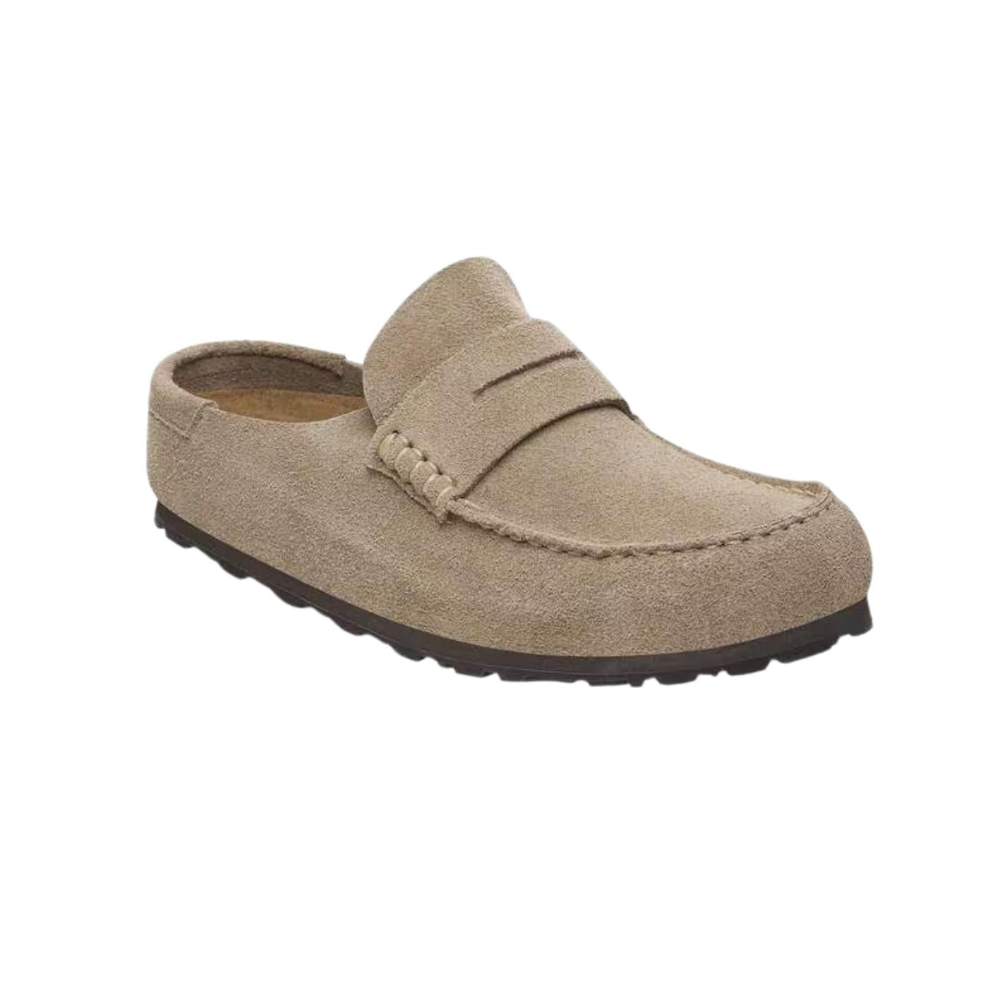 Birkenstock Naples Wrapped 1029710 sabot uomo donna in camoscio taupe stile mocassino narrow fit 