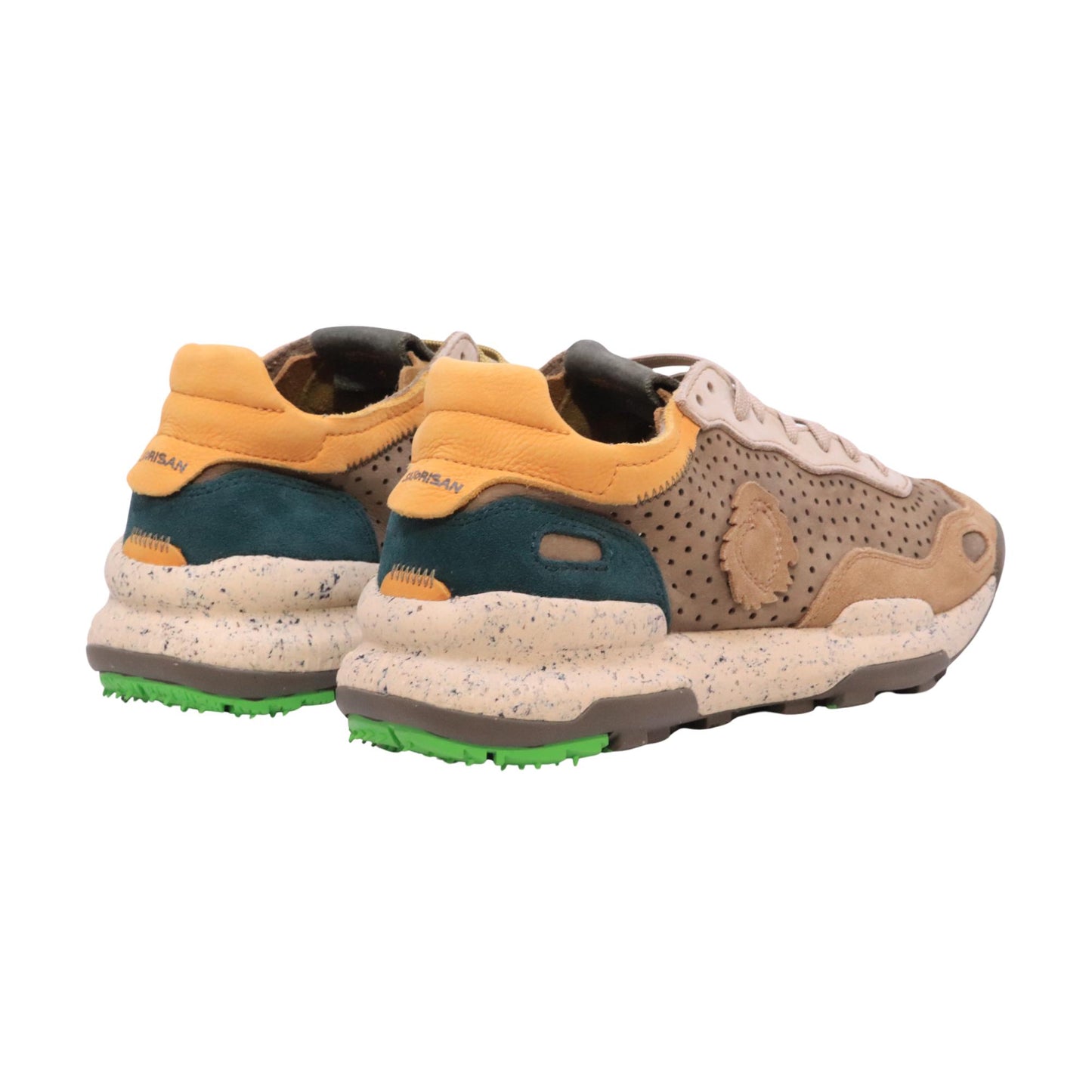 Satorisan Chacrona Laser Premium Loden Brown sneaker uomo in camoscio e pelle traforata<BR/> 