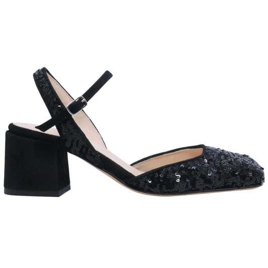 Slingback donna Anna F 1838 in paillettes nero 