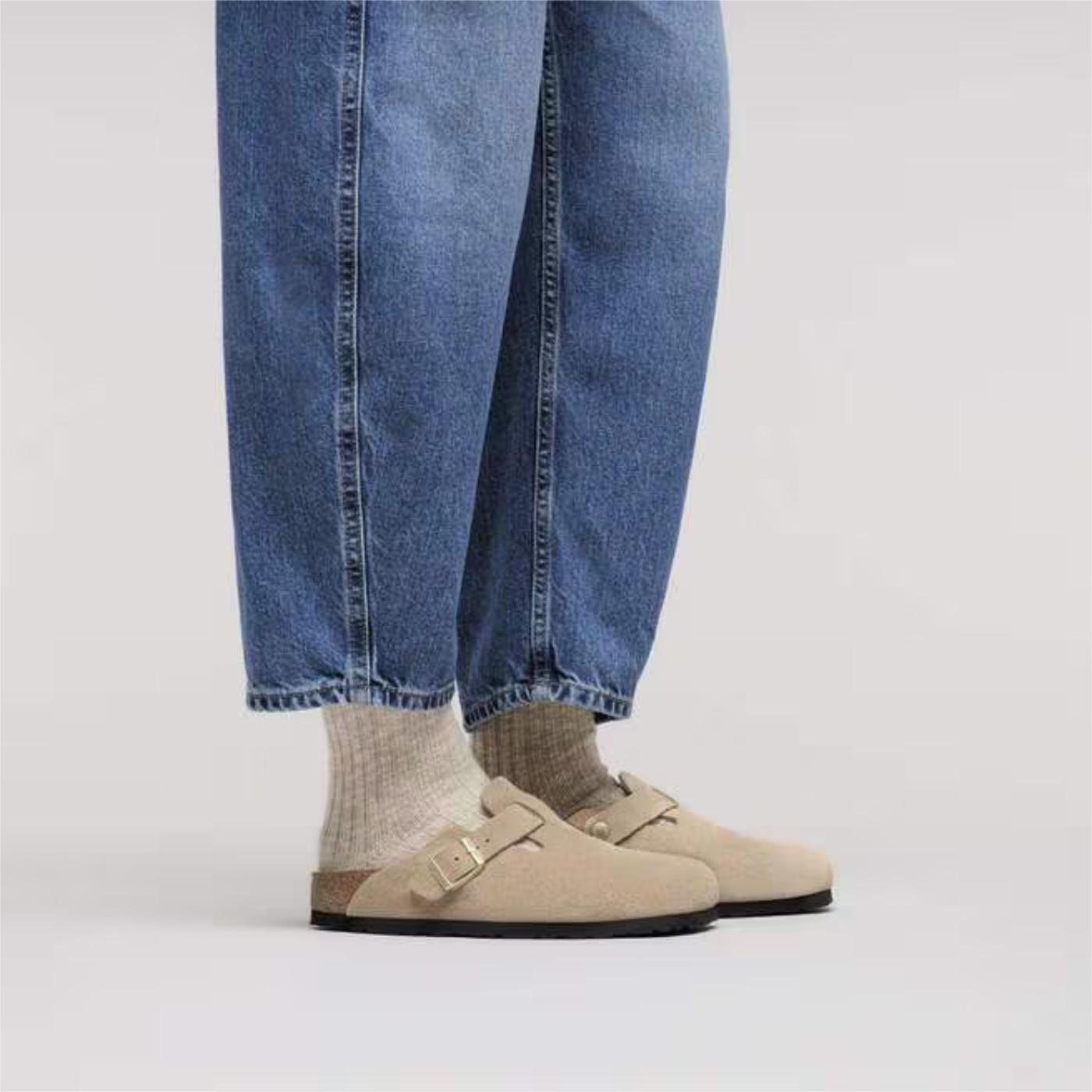 Birkenstock Boston pelle scamosciata Sandcastle sabot donna narrow fit 