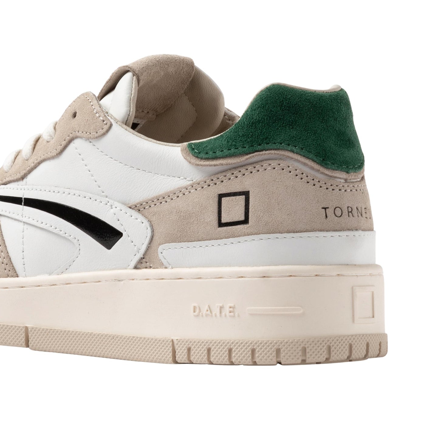 D.A.T.E. Torneo Pure Calf TP-CA-WG sneaker uomo in pelle bianca con dettagli verdi 