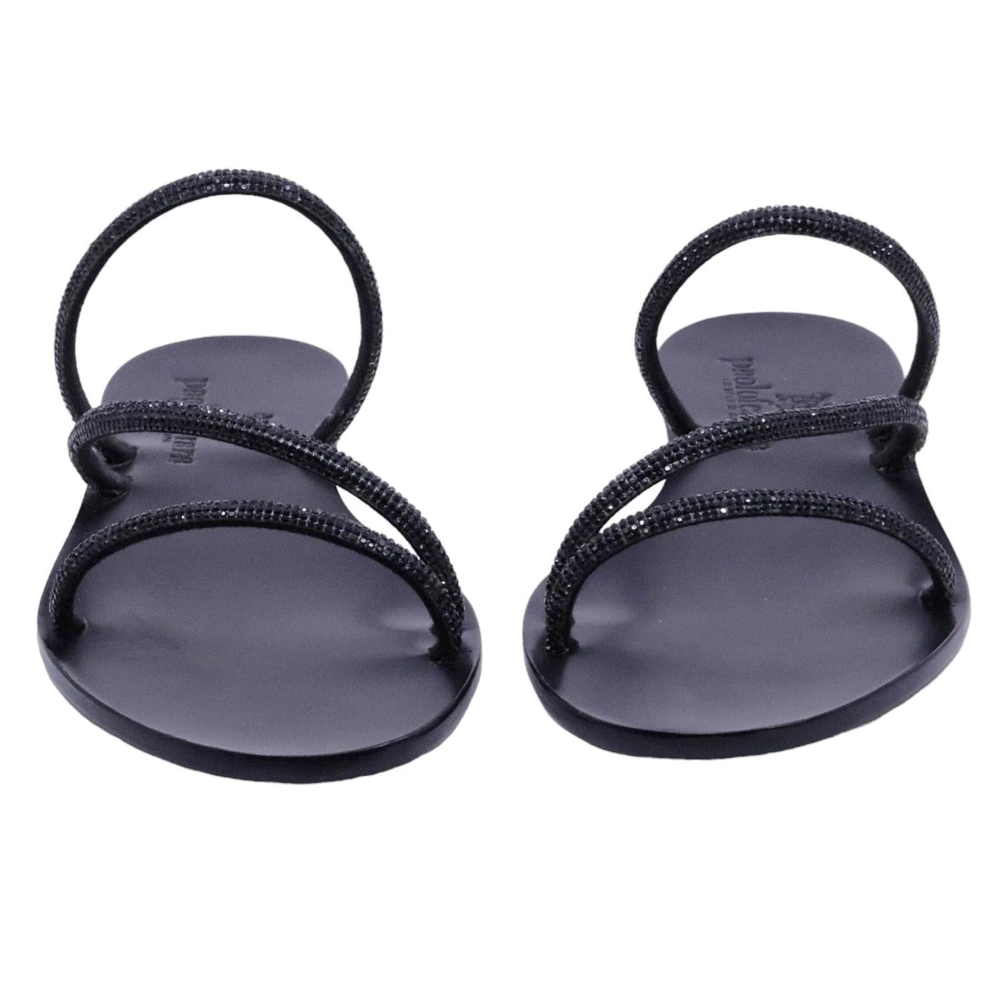 Sandalo caprese Paolo Ferrara 3114 in nero con strass luminosi 