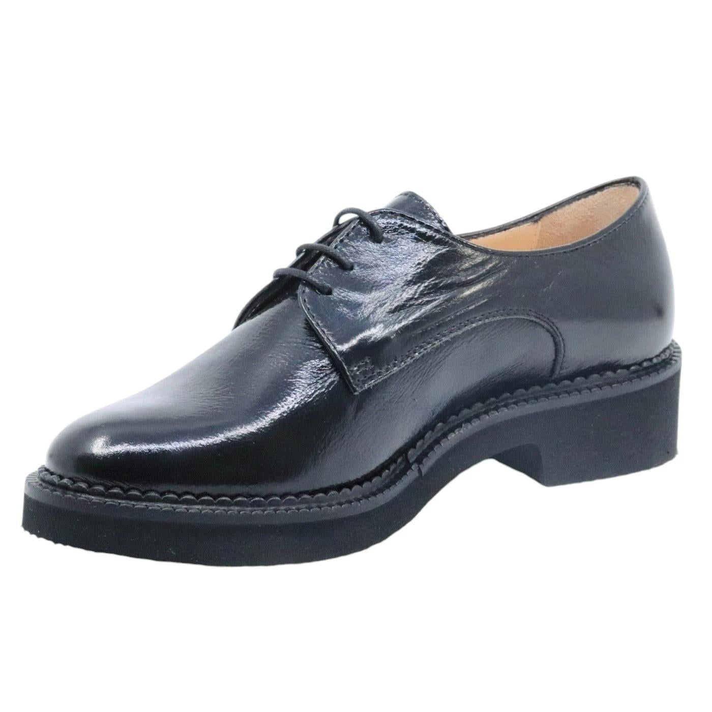 Le Briella 1168 scarpa allacciata donna in pelle lucida nera 