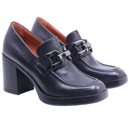 Mocassino con tacco Mjus P96126 da donna in pelle nera 